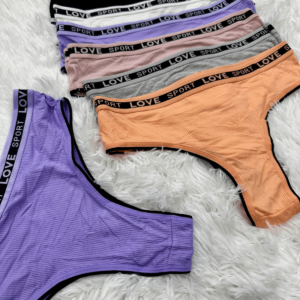 KIT 5 CALCINHA LOVE TANGA EM CORES VARIADAS