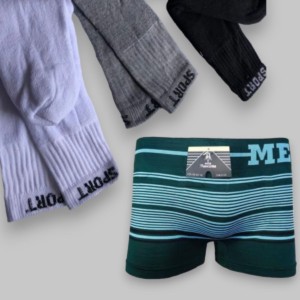 KIT MEN 3 CUECAS / 3 PARES DE MEIAS LONGA