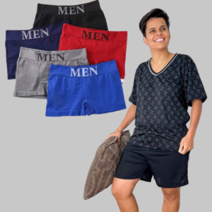 KIT'S MEN'S 1 PIJAMA MASCULINO CURTO / 3 CUECAS BOXES